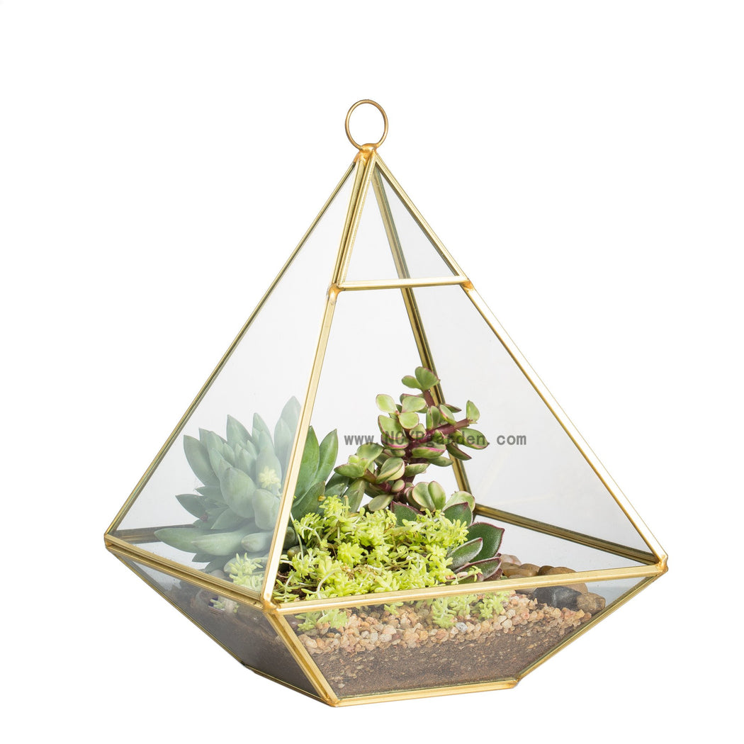 Handmade Gold Hanging Glass Geometric Terrarium Planter for Succulent Wedding Decoration - ncypgarden.uk