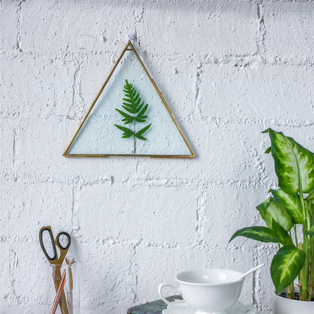 Hanging Triangle Herbarium Brass Glass Frame for Pressed Flowers Dried Flowers Poster - ncypgarden.uk