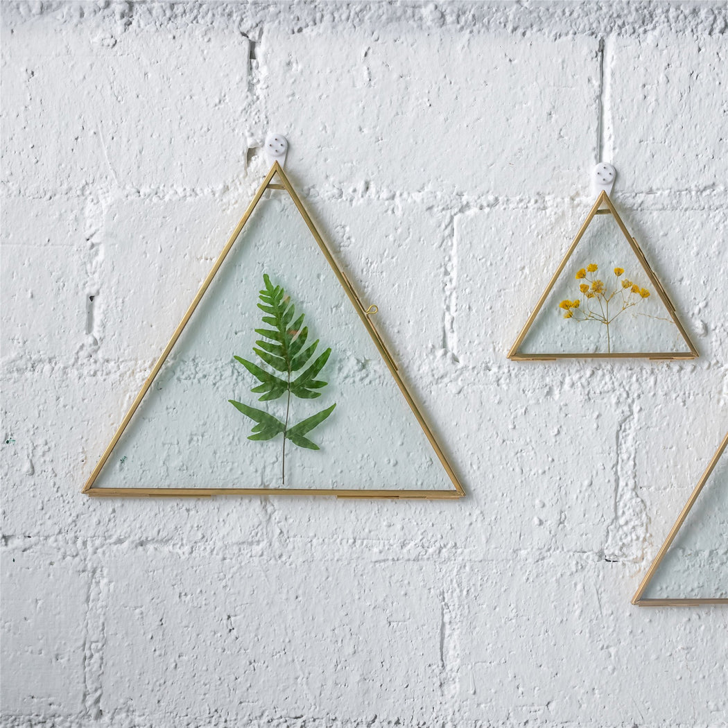 Hanging Triangle Herbarium Brass Glass Frame for Pressed Flowers Dried Flowers Poster - ncypgarden.uk