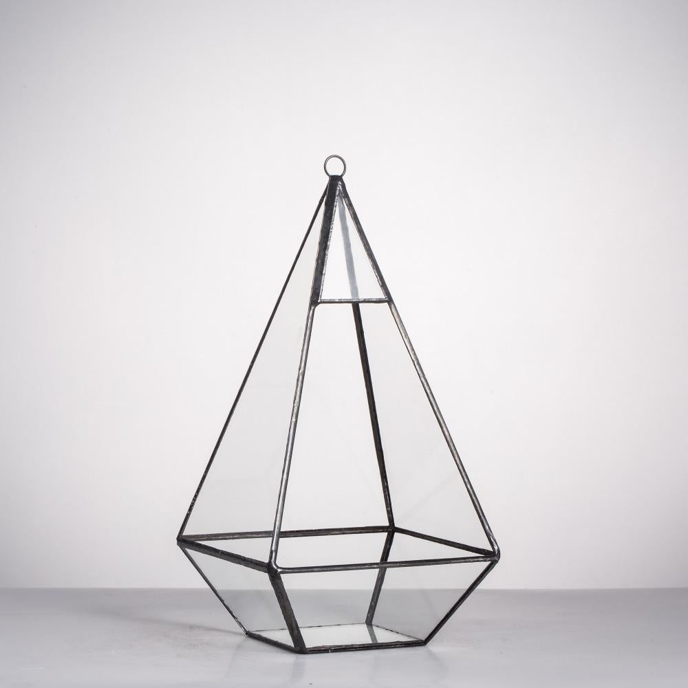 Handmade Glass Geometric Terrarium Indoor Outdoor Planter Landscape Wall Pyramid for Succulents - ncypgarden.uk