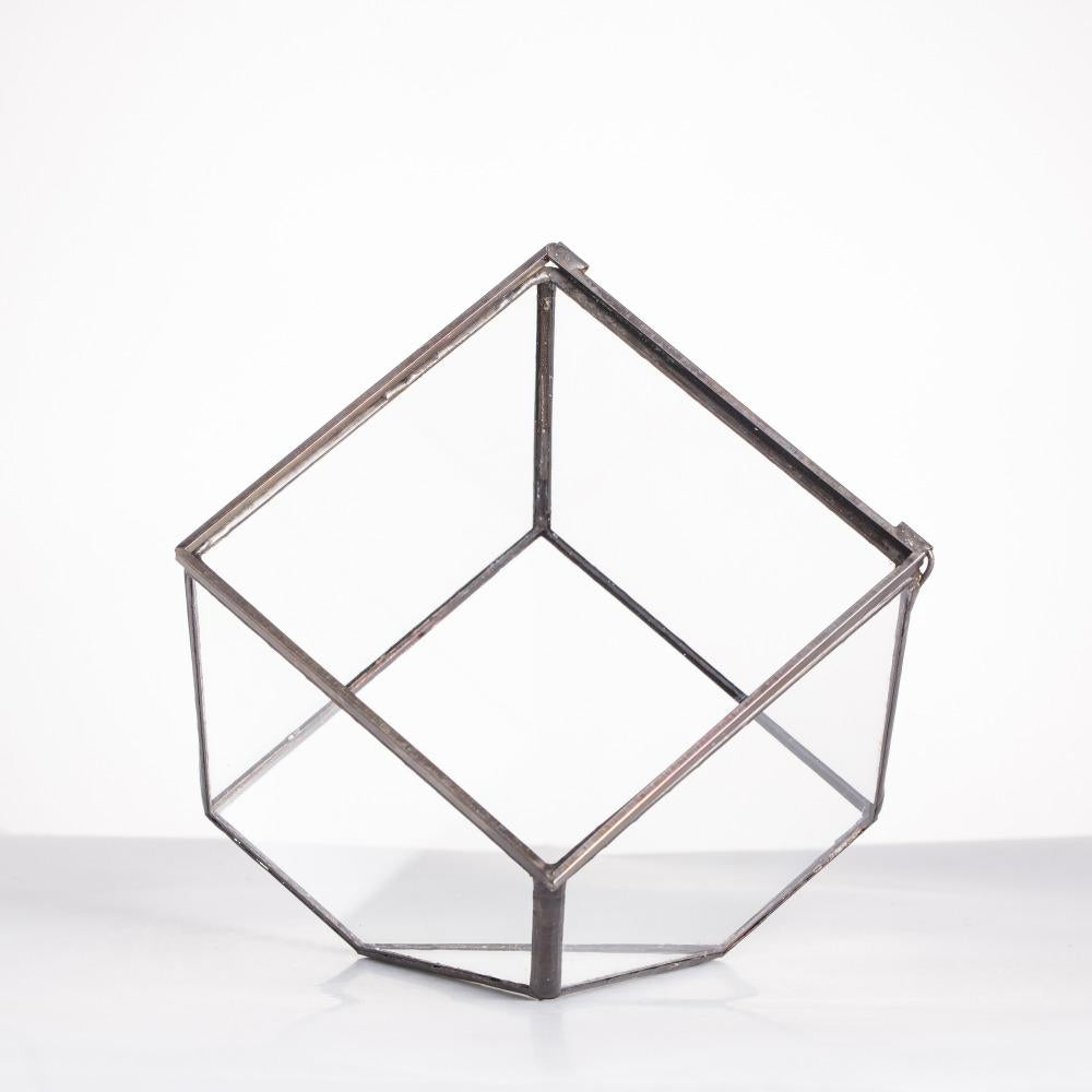 Handmade Inclined Cube Glass Geometric Terrarium Box Various Size Door Available for Succulent Moss - ncypgarden.uk