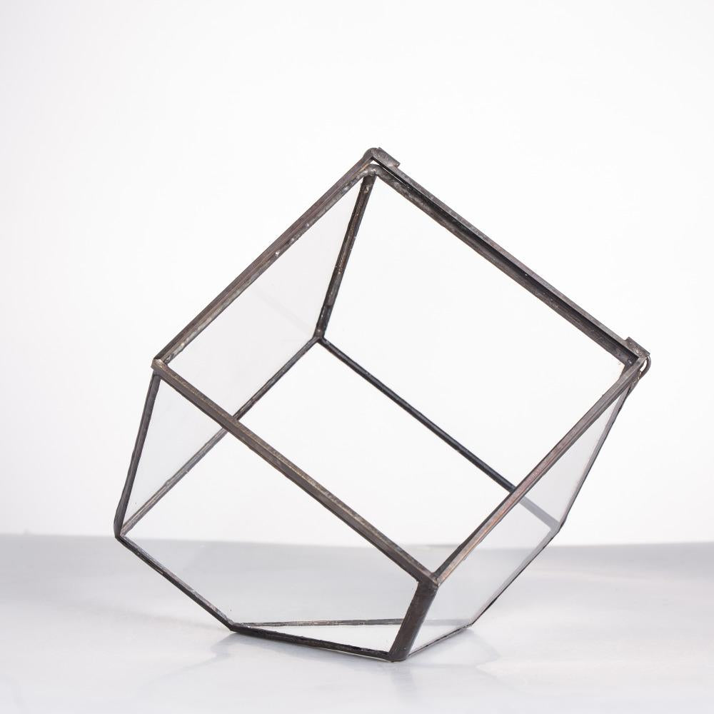 Handmade Inclined Cube Glass Geometric Terrarium Box Various Size Door Available for Succulent Moss - ncypgarden.uk