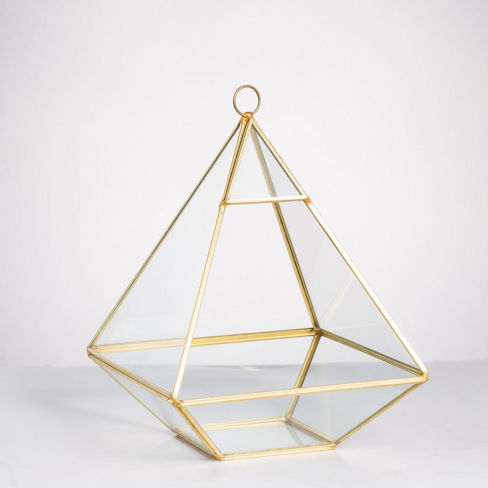 Handmade Gold Hanging Glass Geometric Terrarium Planter for Succulent Wedding Decoration - ncypgarden.uk