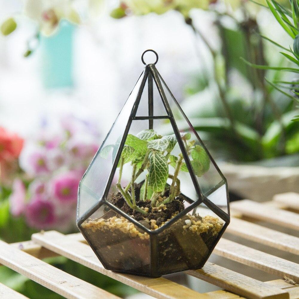 Handmade Small Teardrop Hanging Clear Glass Geometric Terrarium for Succulent Fern Airplants - ncypgarden.uk